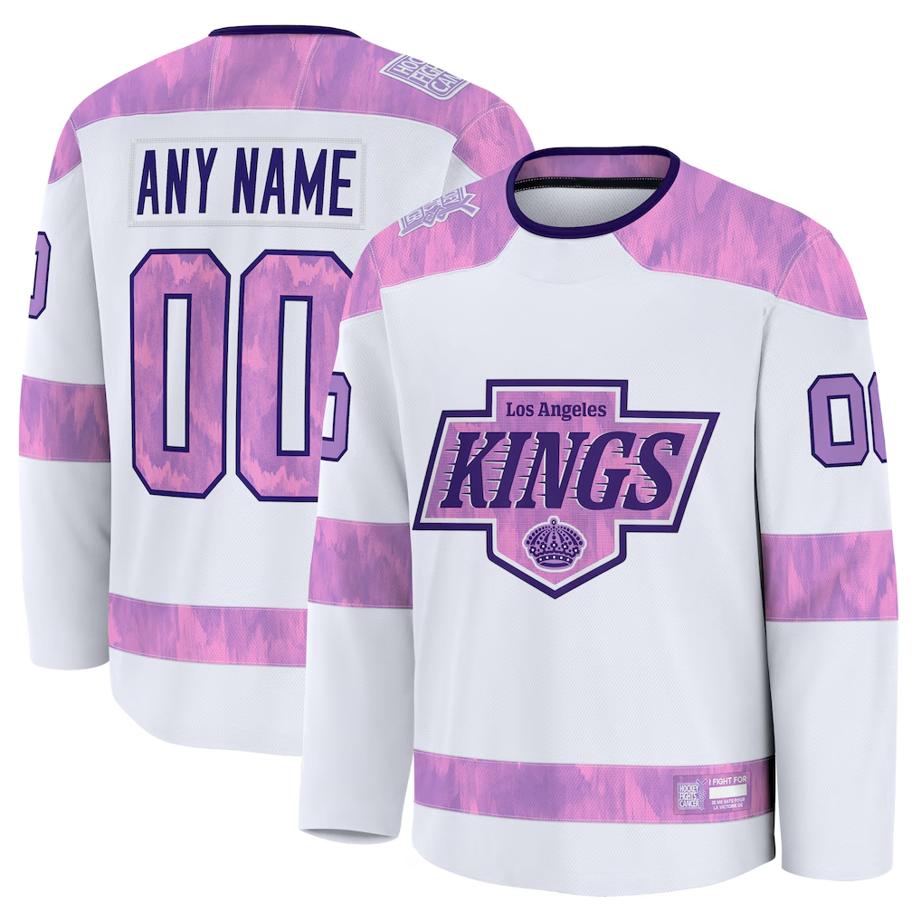 Moorv Custom LA.Kings White 2024 Hockey Fights Cancer Practice Jerseys