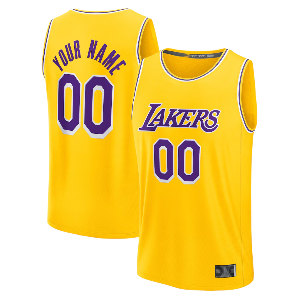 Moorv Custom LA.Lakers Gold Fast Break Stitched Jerseys - Icon Edition