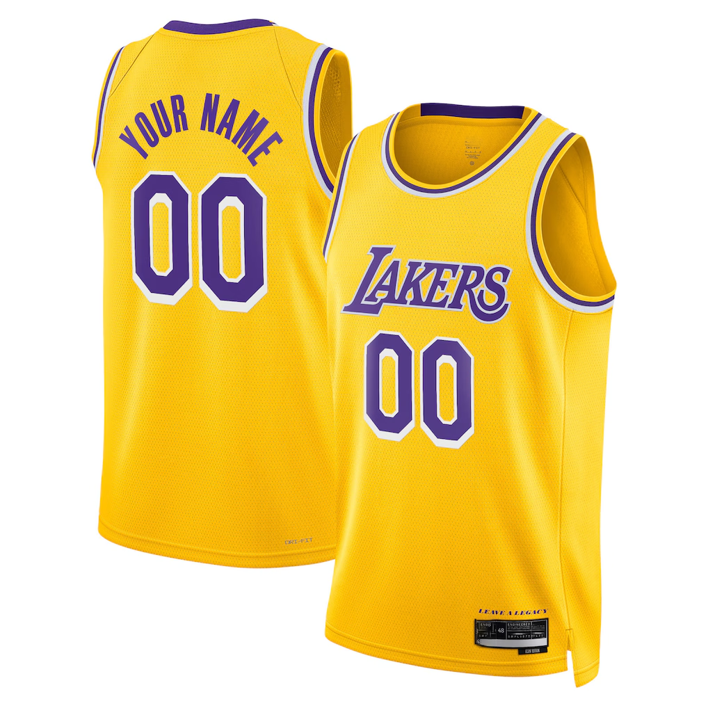 Moorv Custom LA.Lakers Gold Swingman Stitched Jerseys - Icon Edition