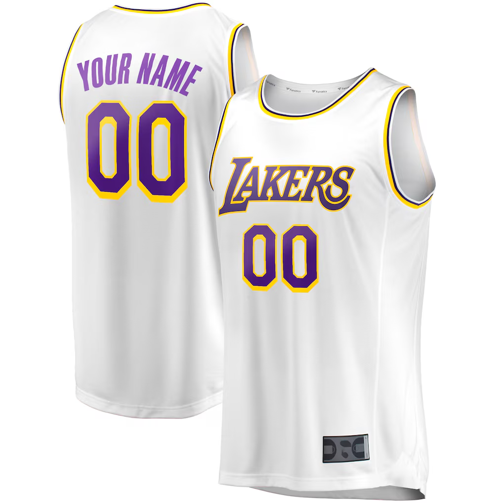 Moorv Custom LA.Lakers White Fast Break Replica Stitched Jerseys - Association Edition