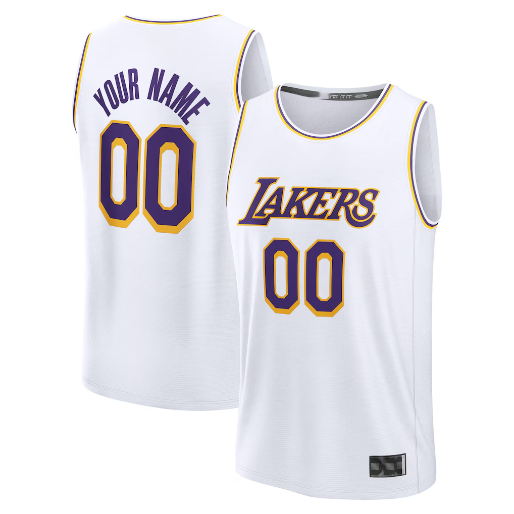 Moorv Custom LA.Lakers White Fast Break Replica Stitched Jerseys - Association Edition