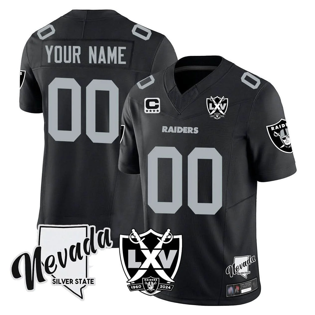 Moorv Custom LV.Raiders Black 65th Anniversary Vapor Limited Home Game Any Name & Numbers Stitched Jerseys
