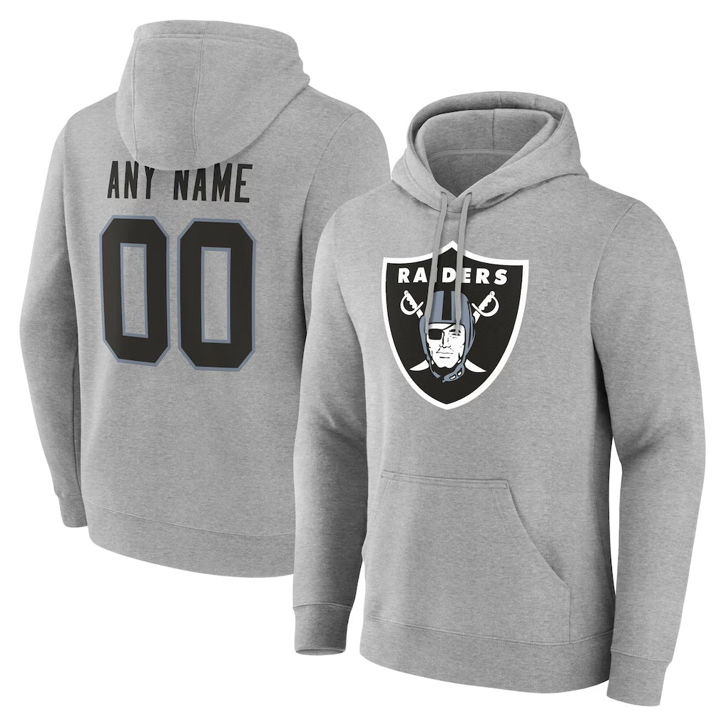 Moorv Custom LV.Raiders Gray LOGO Pullover Hoodies Home Game Any Name & Numbers Stitched Jerseys