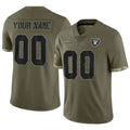Moorv Custom LV.Raiders  Salute To Service Olive Stitched Jerseys