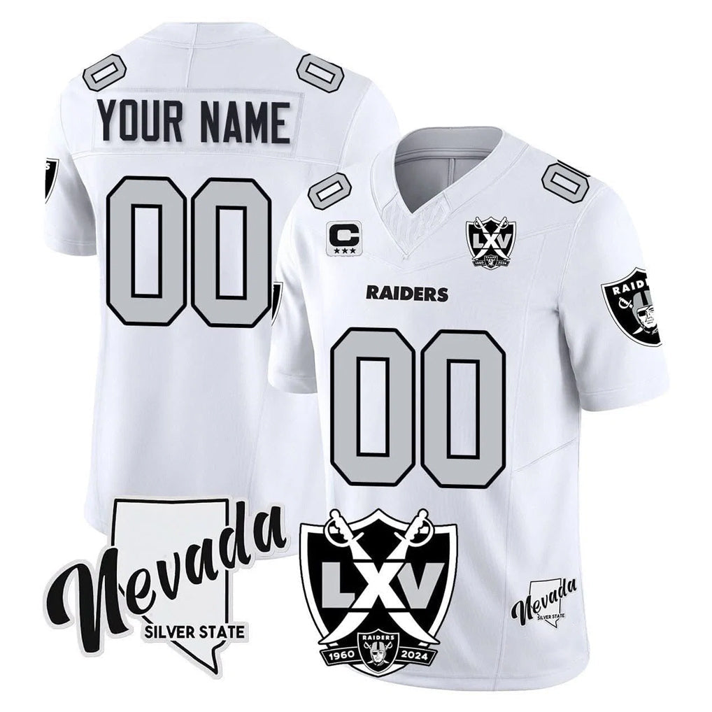 Moorv Custom LV.Raiders White 2026 Vapor Limited 65th Anniversary Home Game Any Name & Numbers Stitched Jerseys