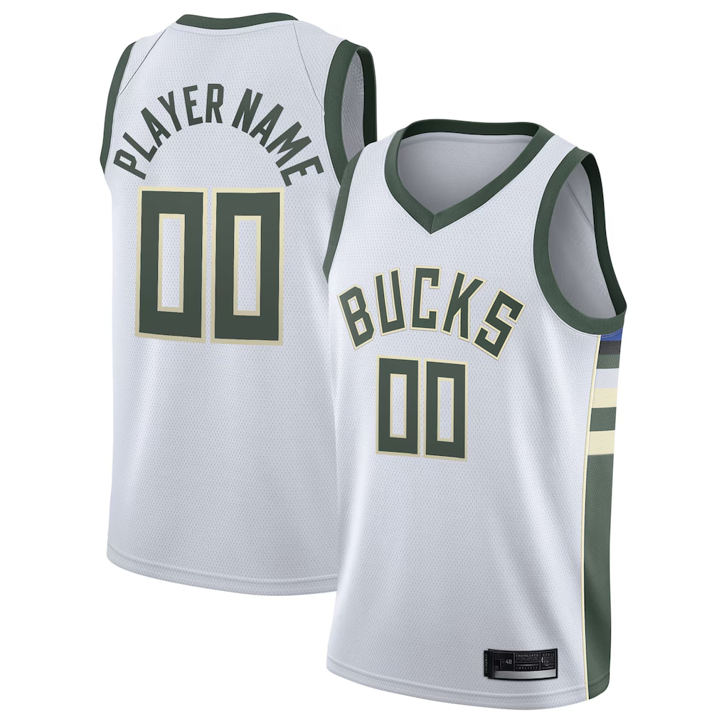 Moorv Custom M.Bucks White 202021 Swingman Custom Jerseys - Association Edition