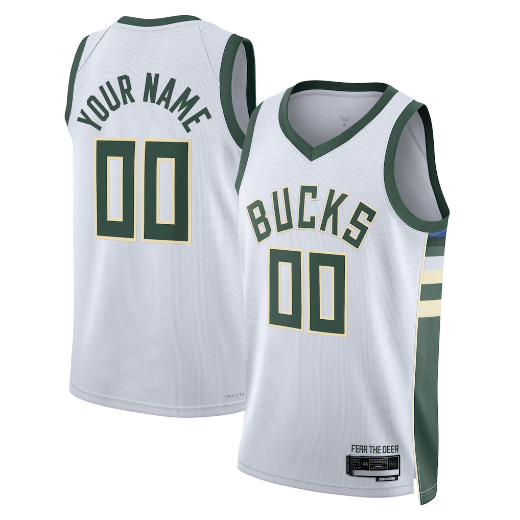 Moorv Custom M.Bucks White Swingman Jerseys - Association Edition