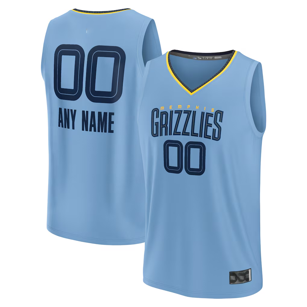 Moorv Custom M.Grizzlies Light Blue Fast Break Stitched Jerseys- Statement Edition