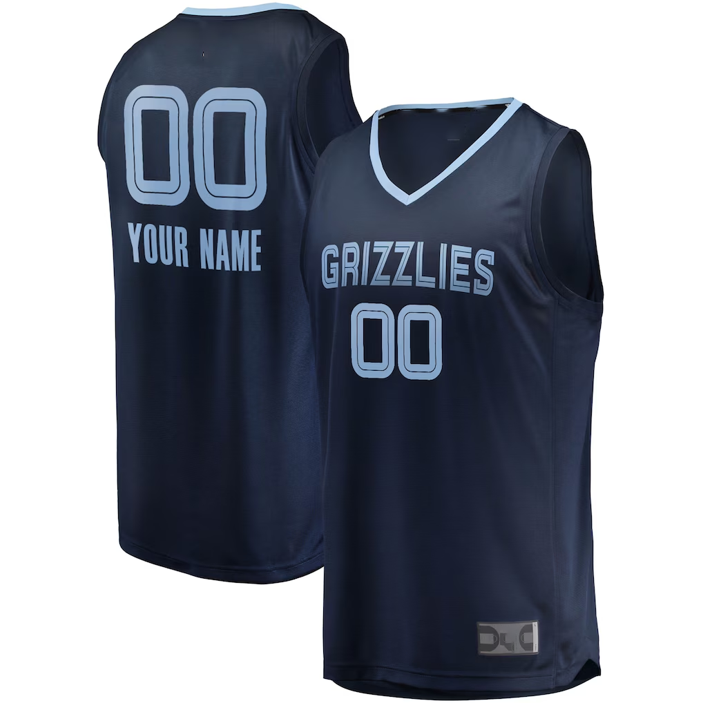 Moorv Custom M.Grizzlies Navy Fast Break Replica Stitched Jerseys - Icon Edition