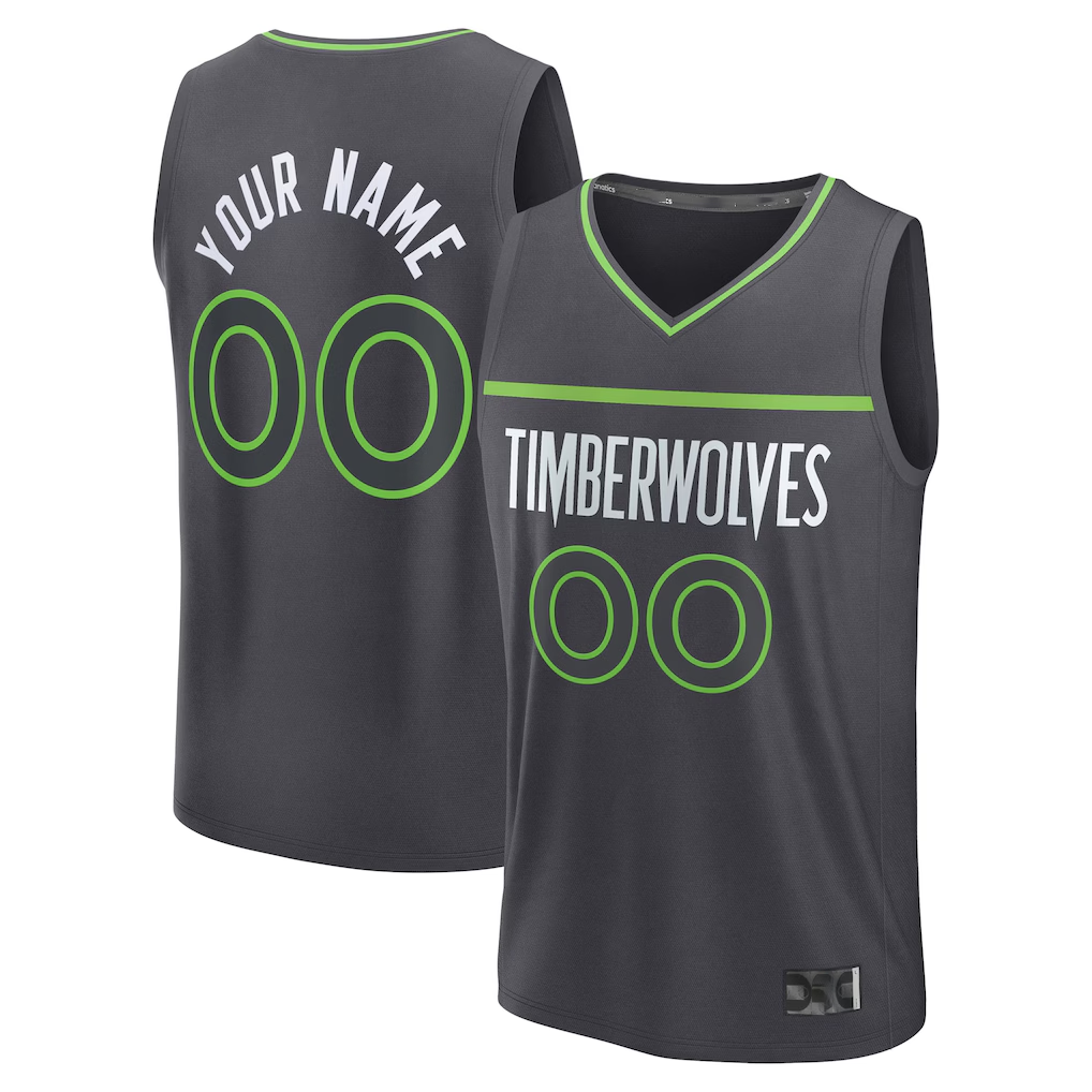 Moorv Custom M.Timberwolves Anthracite Fast Break Stitched Jerseys- Icon Edition