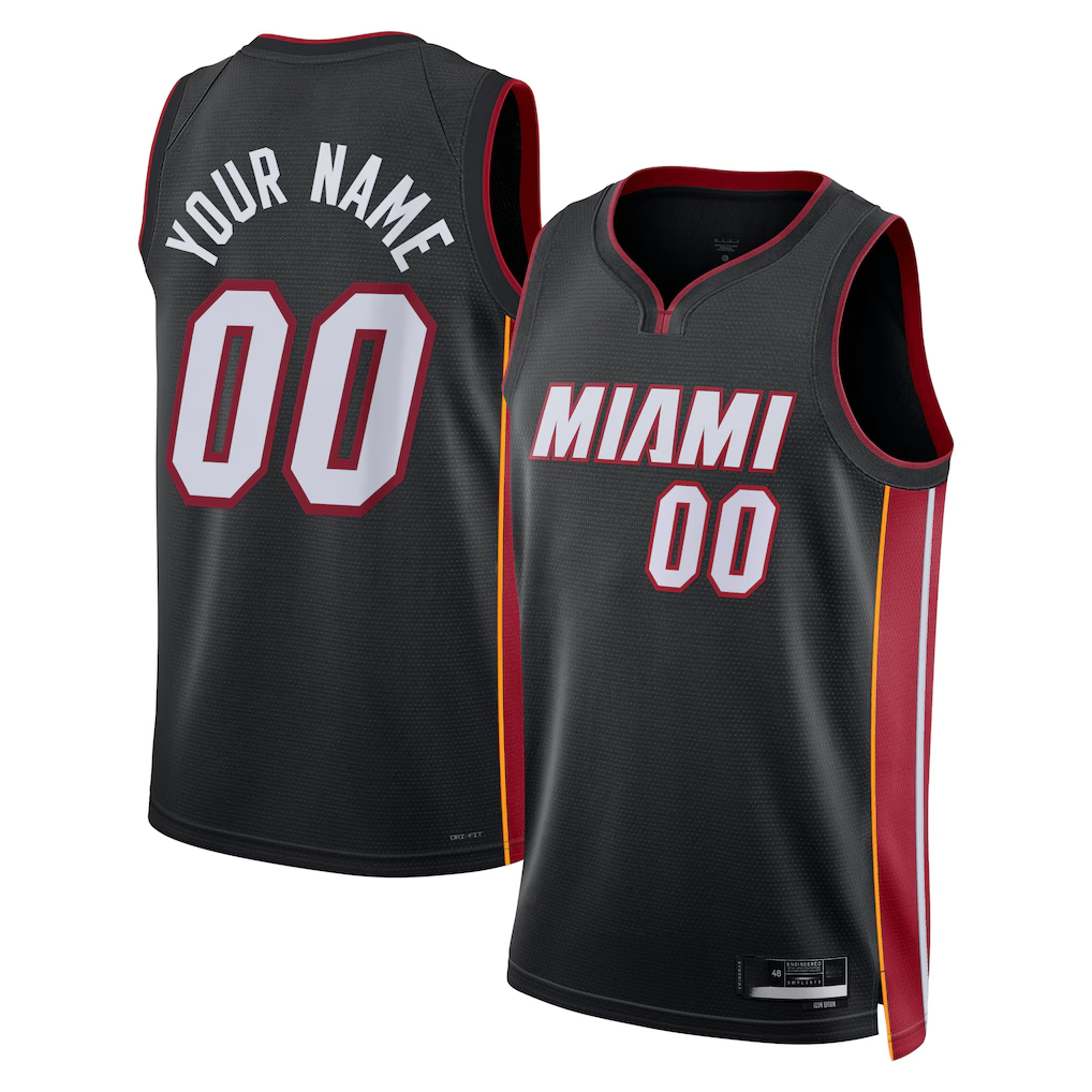Moorv Custom M.Heat Black Swingman Jerseys - Icon Edition