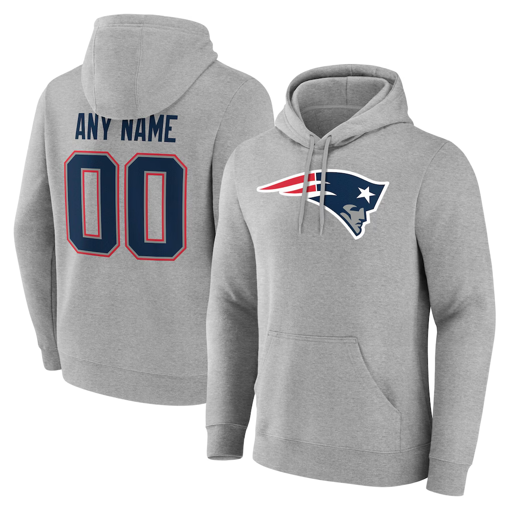 Moorv Custom NE.Patriots Gray Team Authentic Personalized Name & Number Hoodie Stitched Jerseys