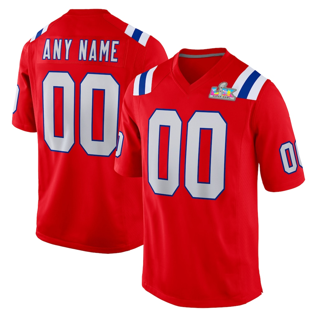 Moorv Custom NE.Patriots  Red Super Bowl LX Patch Game Stitched Jerseys