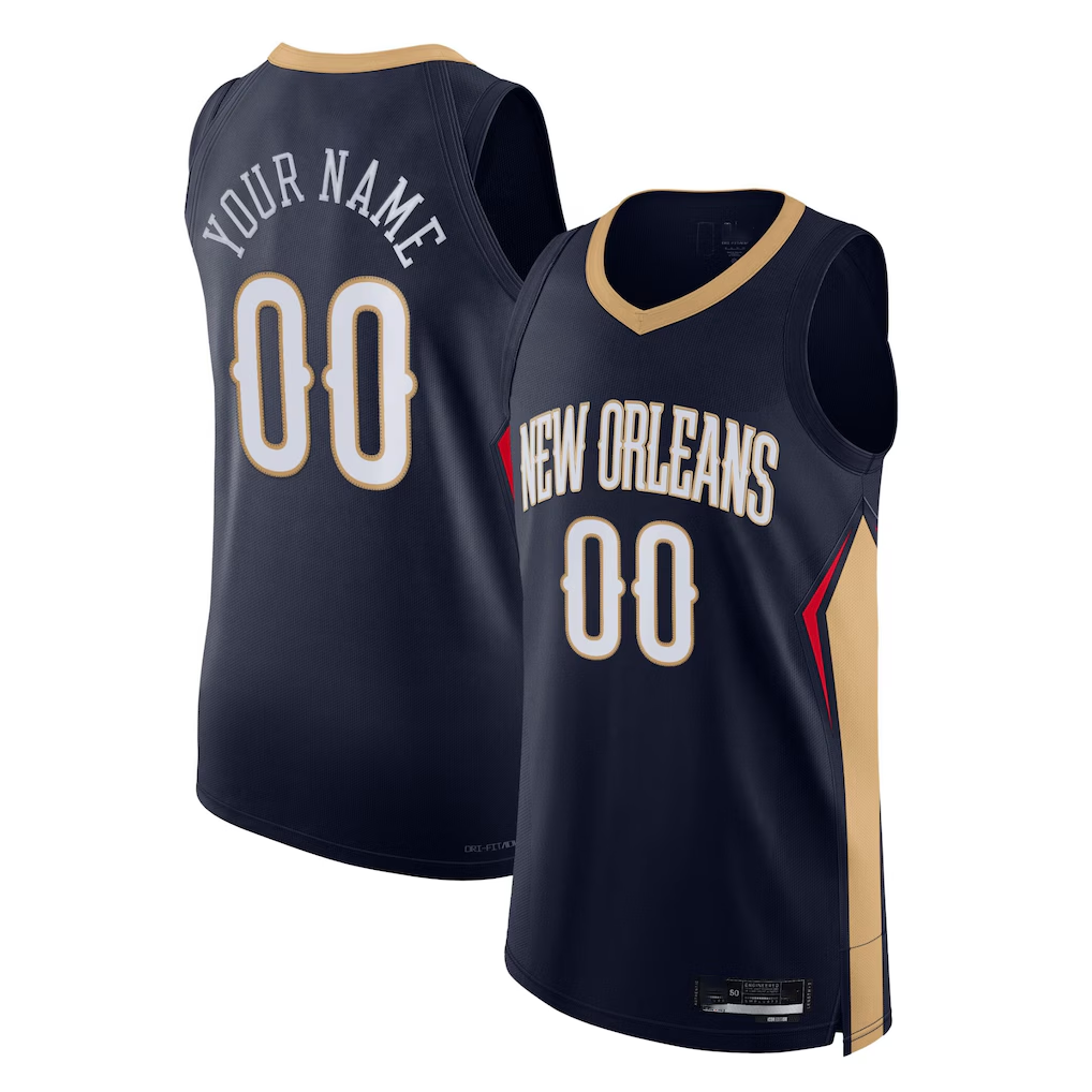 Moorv Custom NO.Pelicans Navy 202122 Diamond Authentic Stitched Jerseys- Icon Edition