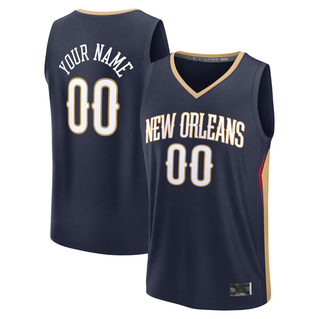 Moorv Custom NO.Pelicans Navy Fast Break Stitched Jerseys- Icon Edition