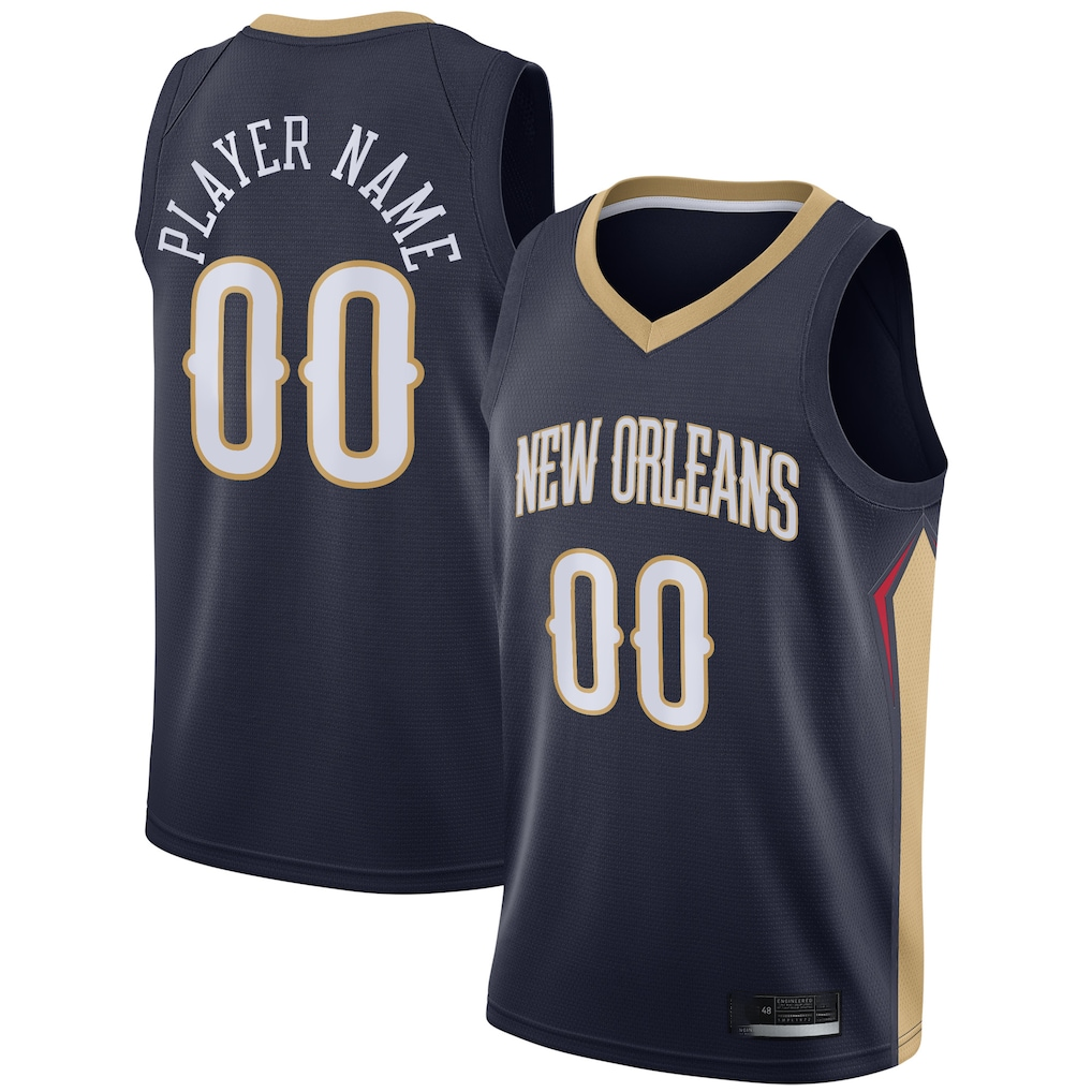 Moorv Custom NO.Pelicans Navy Swingman Stitched Jerseys- Icon Edition