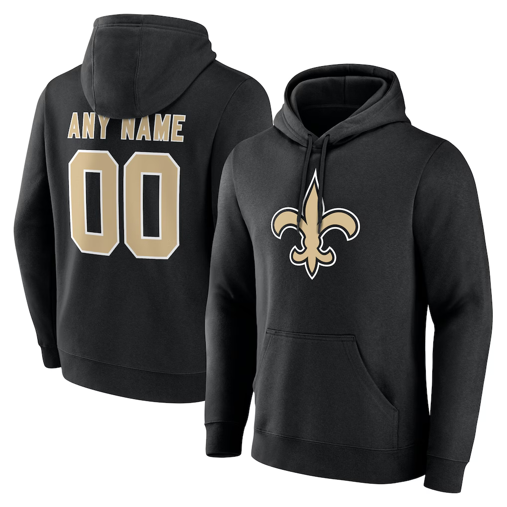 Moorv Custom NO.Saints Black Team Authentic Personalized Name & Number Hoodie Stitched Jerseys