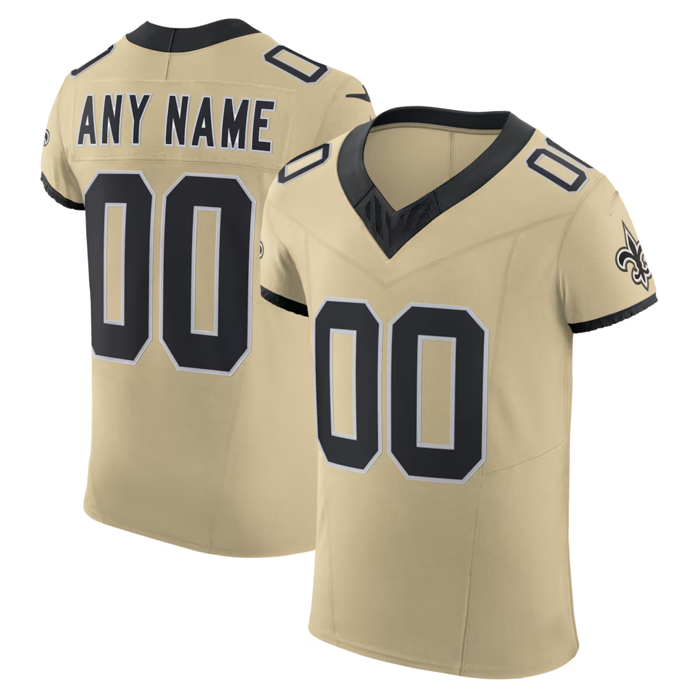 Moorv Custom NO.Saints Gold Alternate Vapor F.U.S.E. Elite Stitched Jerseys