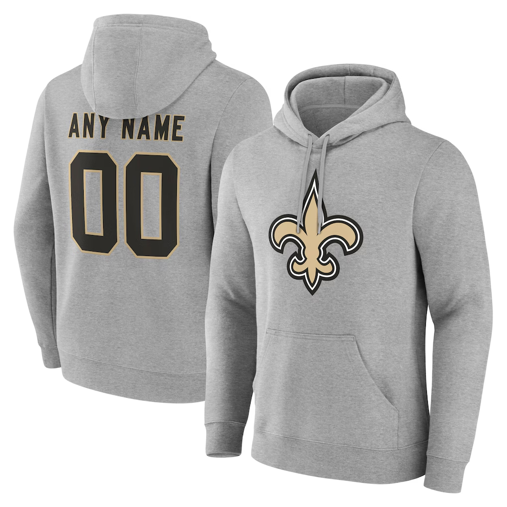 Moorv Custom NO.Saints Gray Team Authentic Personalized Name & Number Hoodie Stitched Jerseys