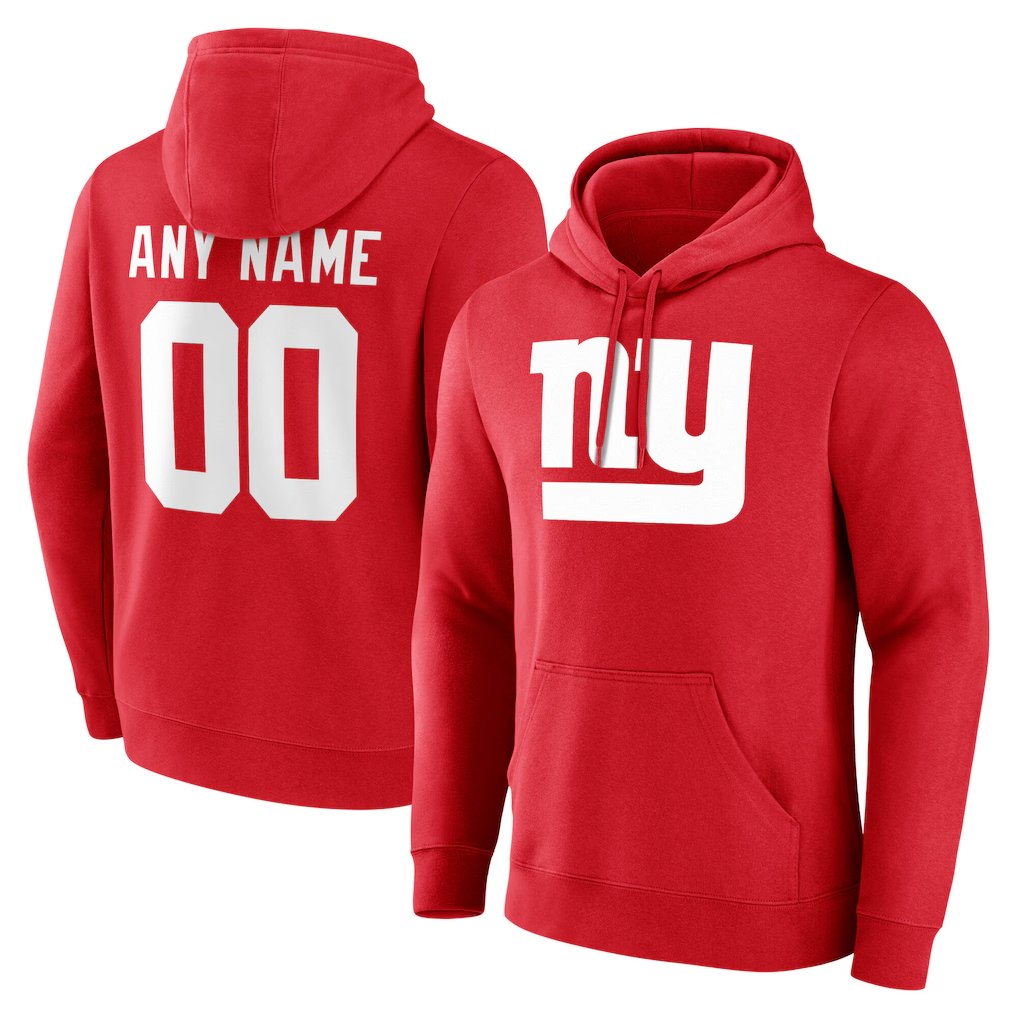 Moorv Custom NY.Giants Red Team Authentic Personalized Name & Number Hoodie Stitched Jerseys