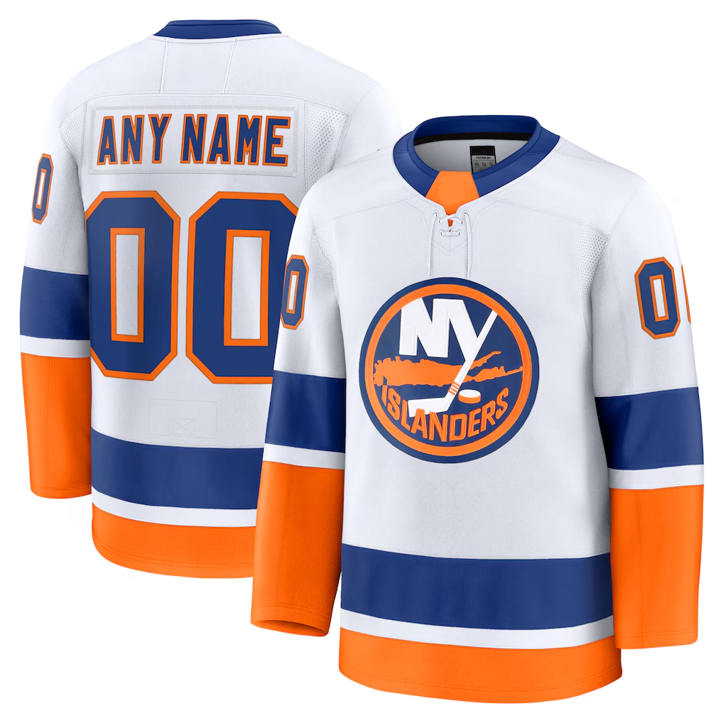 Moorv Custom NY.Islanders White Away Premium Jerseys