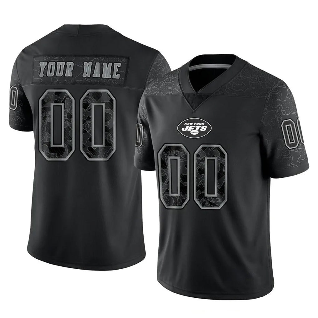 Moorv Custom NY.Jets Black Limited Reflective Home Game Any Name & Numbers Stitched Jerseys