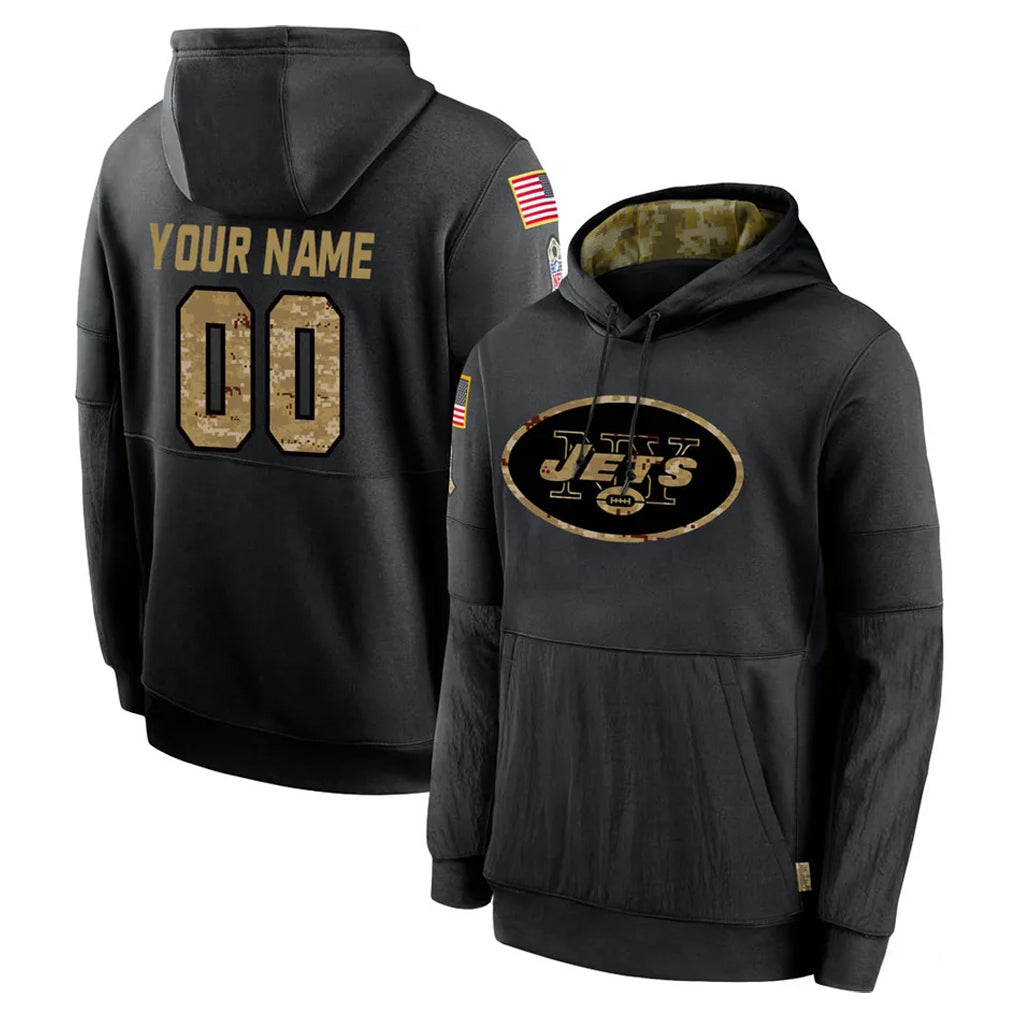 Moorv Custom NY.Jets Black Salute to Service Hoodies Limited Game Any Name & Numbers Stitched Jerseys