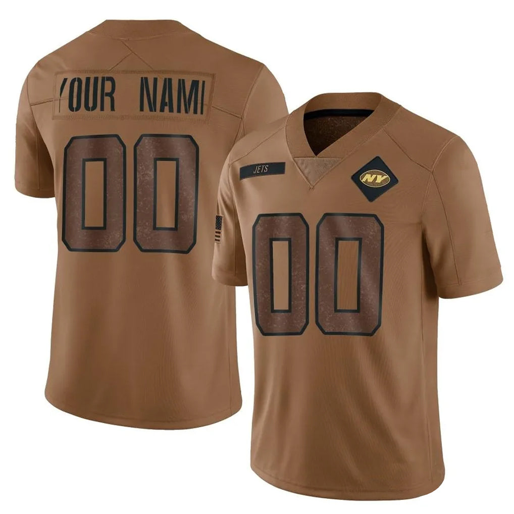 Moorv Custom NY.Jets Brown Salute To Service Limited Any Name & Numbers Stitched Jerseys