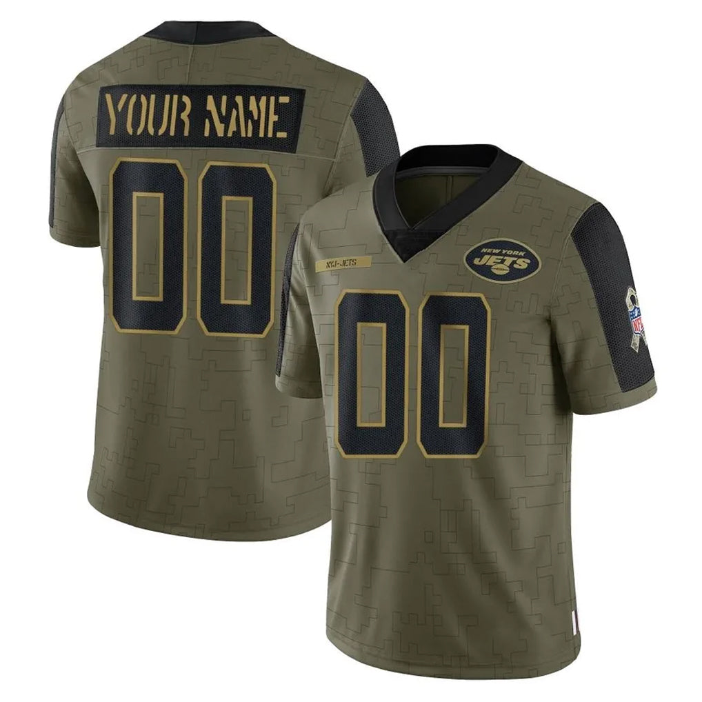 Moorv Custom NY.Jets Olive Salute To Service Limited Game Any Name & Numbers Stitched Jerseys
