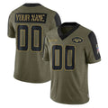 Moorv Custom NY.Jets Olive Salute To Service Limited Game Any Name & Numbers Stitched Jerseys