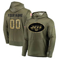 Moorv Custom NY.Jets Olive Salute to Service Pullover Hoodies Home Game Any Name & Numbers Stitched Jerseys