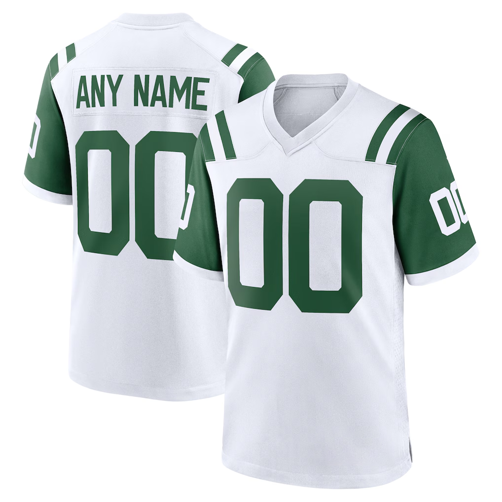 Moorv Custom NY.Jets White Classic Alternate Replica Stitched Jerseys