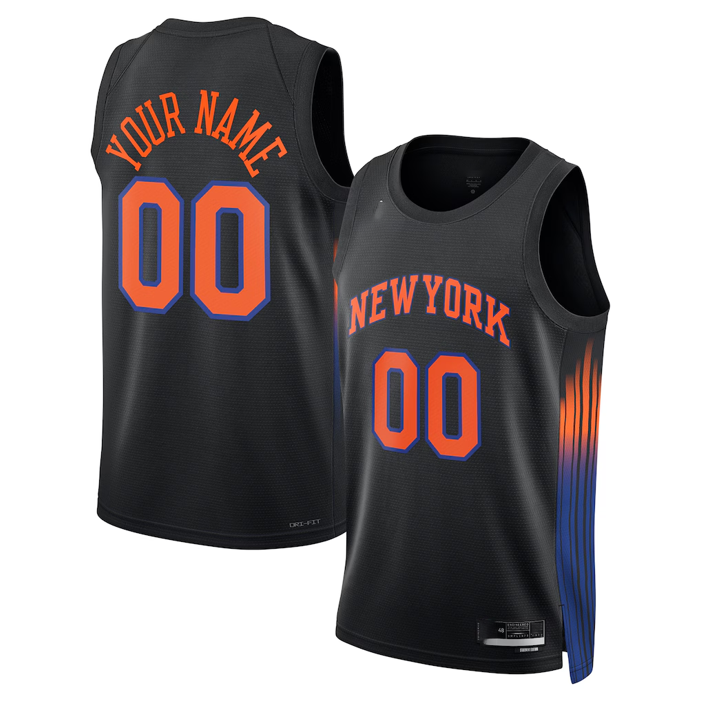 Moorv Custom NY.Knicks Black Swingman Jerseys - Statement Edition