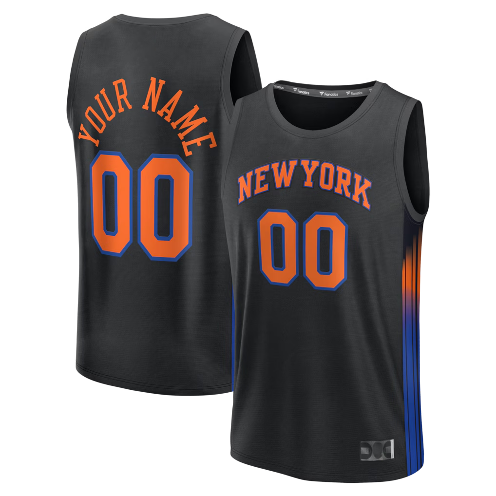 Moorv Custom NY.Knicks Black Fast Break Jerseys - Icon Edition