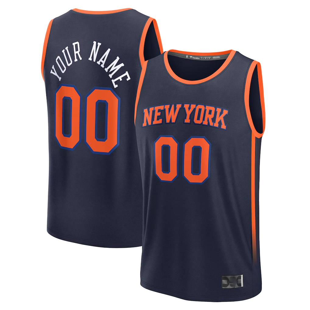 Moorv Custom NY.Knicks Navy Fast Break Jerseys - Statement Edition