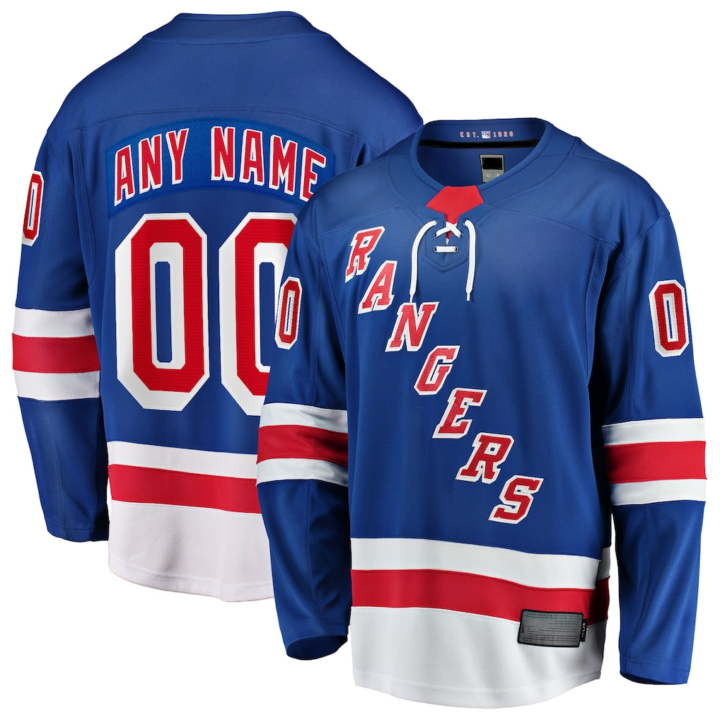 Moorv Custom NY.Rangers Blue Home Breakaway Jerseys
