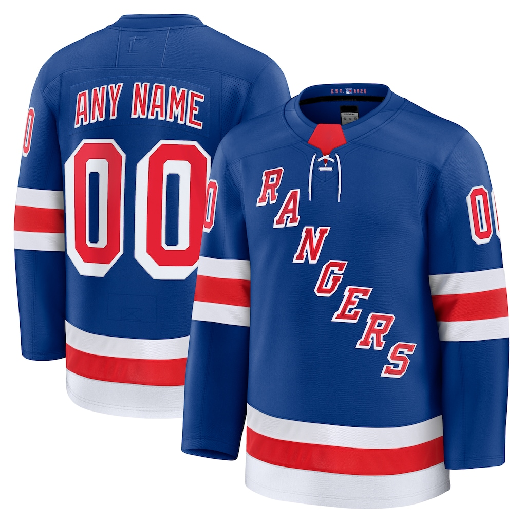 Moorv Custom NY.Rangers Royal Home Premium Jerseys