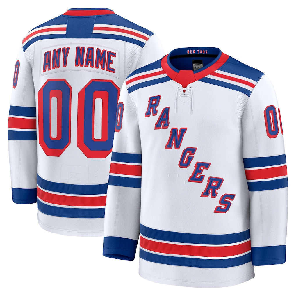 Moorv Custom NY.Rangers White Away Premium Jerseys