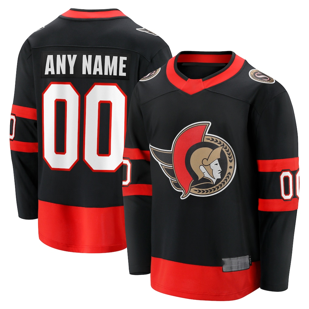 Moorv Custom O.Senators Black Home Breakaway Jerseys