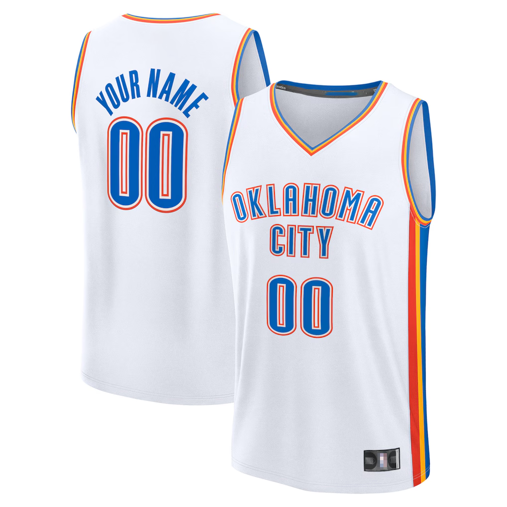 Moorv Custom OC.Thunder White Fast Break Stitched Jerseys- Association Edition