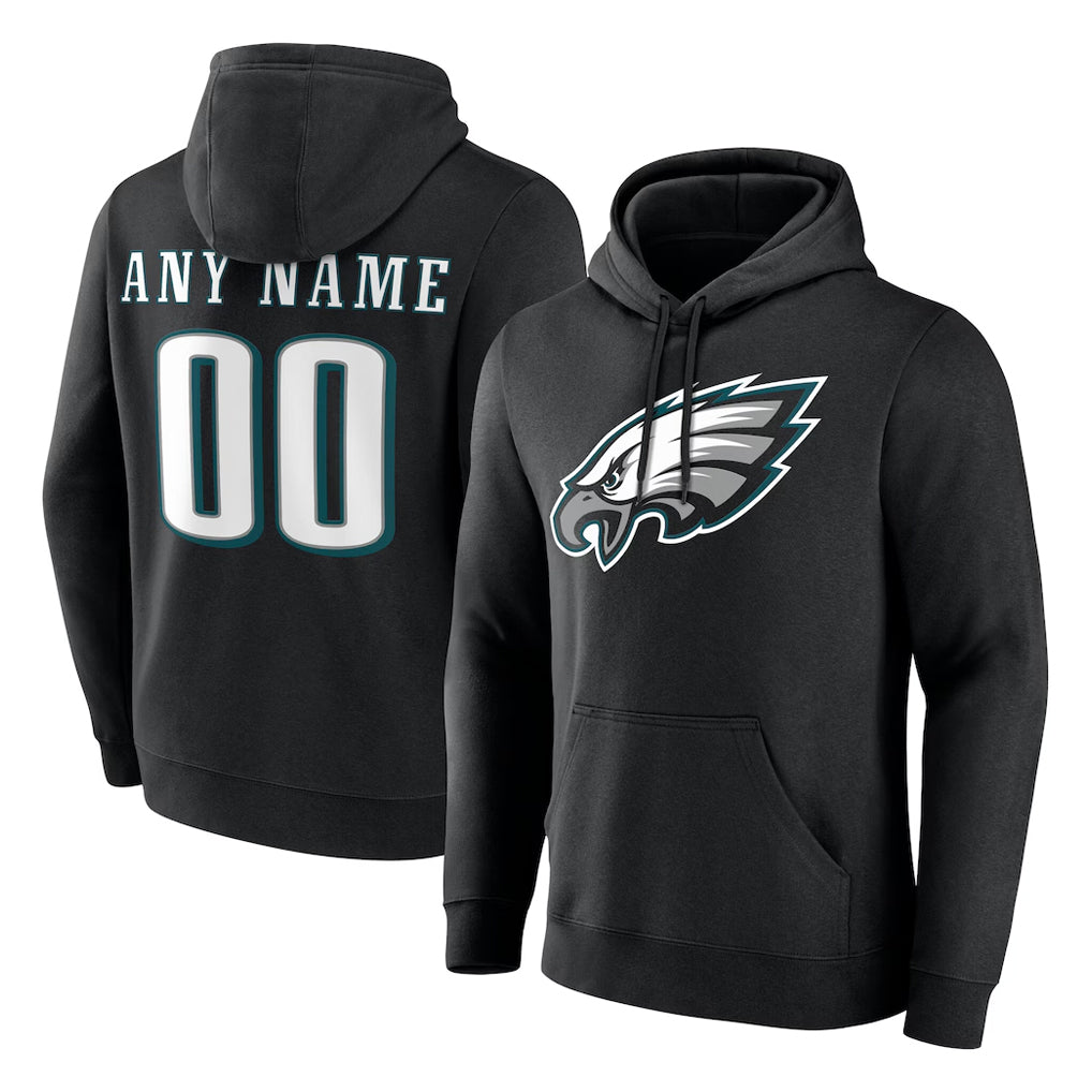 Moorv Custom P.Eagles Black LOGO Pullover Hoodies Home Game Any Name & Numbers Stitched Jerseys