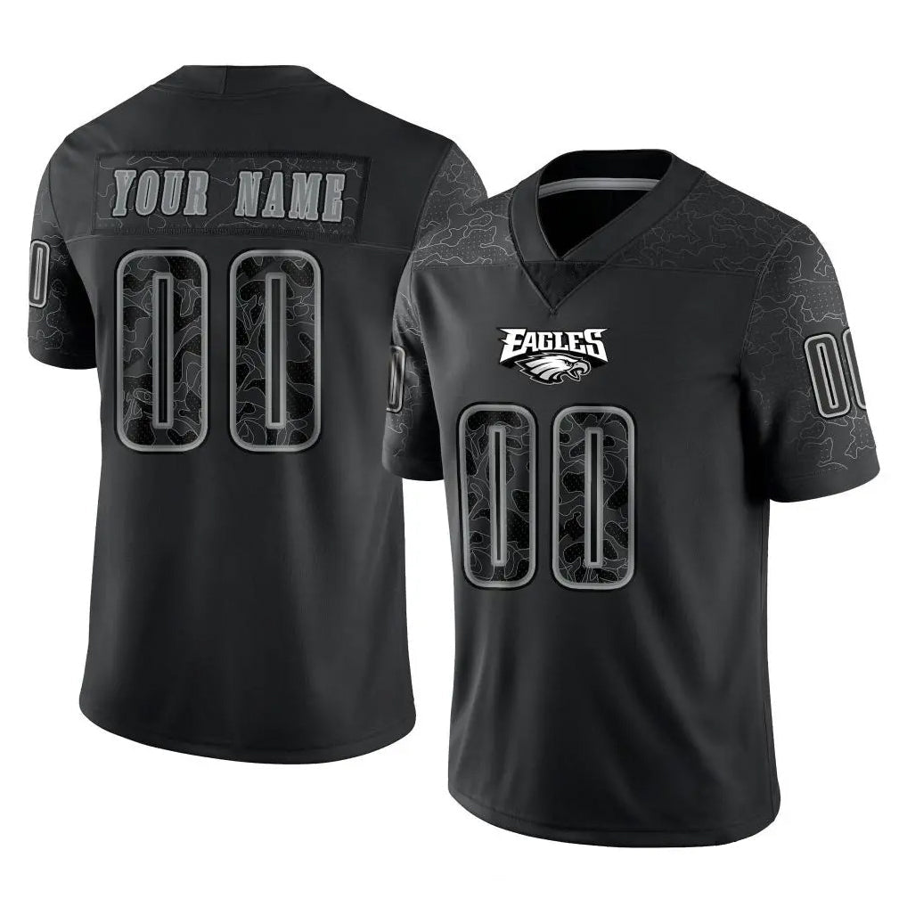 Moorv Custom P.Eagles Black Reflective Limited Home Game Any Name & Numbers Stitched Jerseys