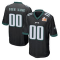 Moorv Custom P.Eagles Black Super Bowl LIX Home Game Any Name & Numbers Stitched Jerseys