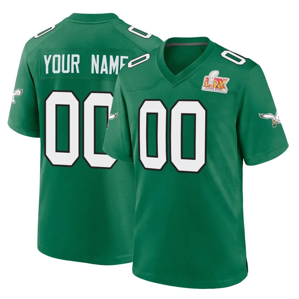 Moorv Custom P.Eagles Green Kelly Alternate Super Bowl LIX Home Game Any Name & Numbers Stitched Jerseys