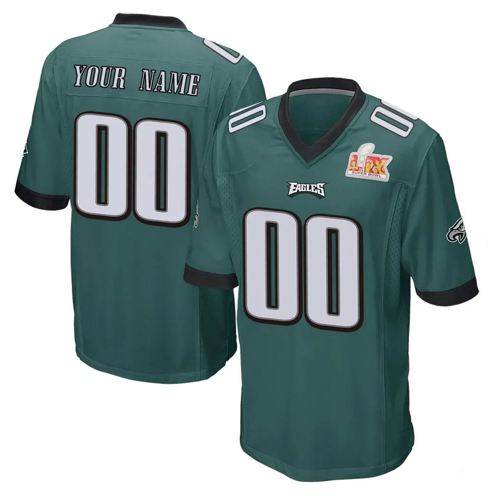 Moorv Custom P.Eagles Team Color Green Super Bowl LIX Home Game Any Name & Numbers Stitched Jerseys