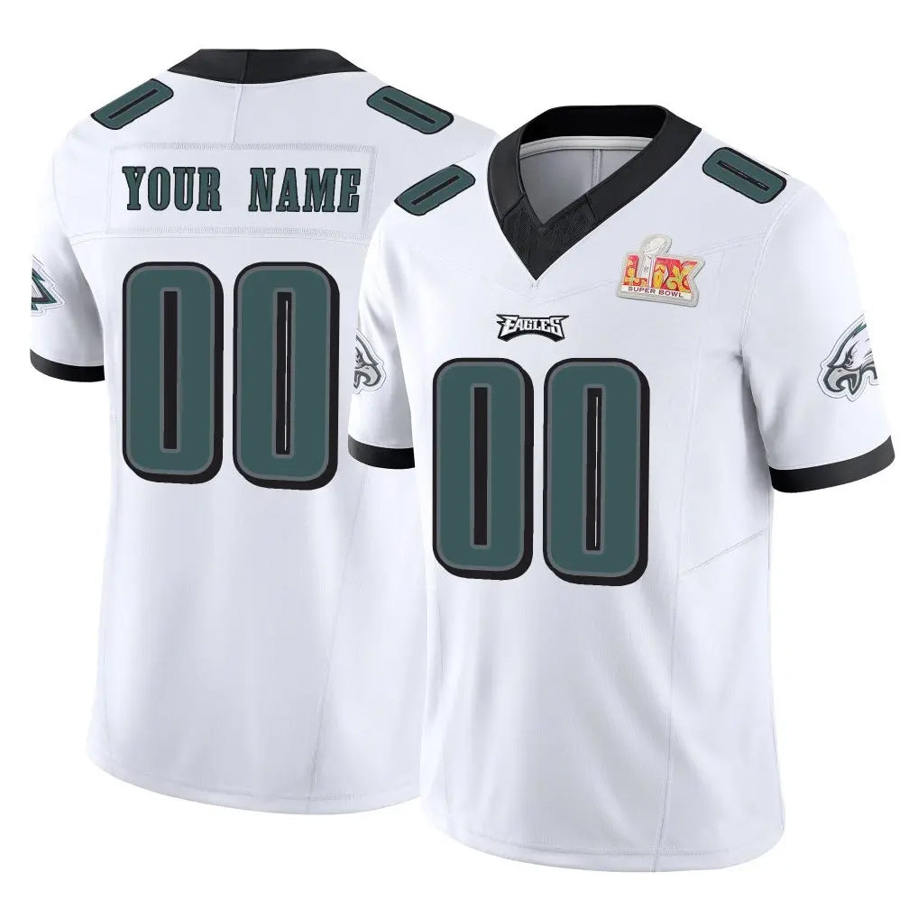 Moorv Custom P.Eagles White Limited Vapor F.U.S.E. Super Bowl LIX Home Game Any Name & Numbers Stitched Jerseys