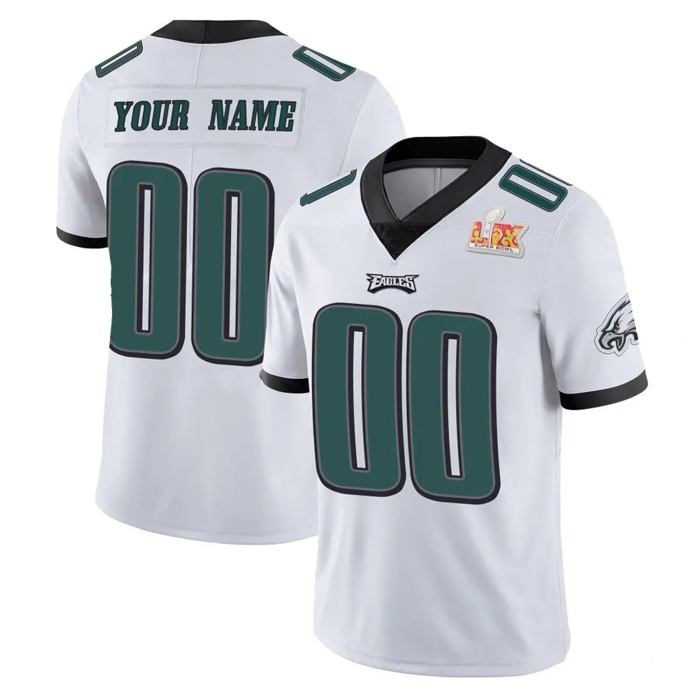 Moorv Custom P.Eagles White Limited Vapor Untouchable Super Bowl LIX Home Game Any Name & Numbers Stitched Jerseys