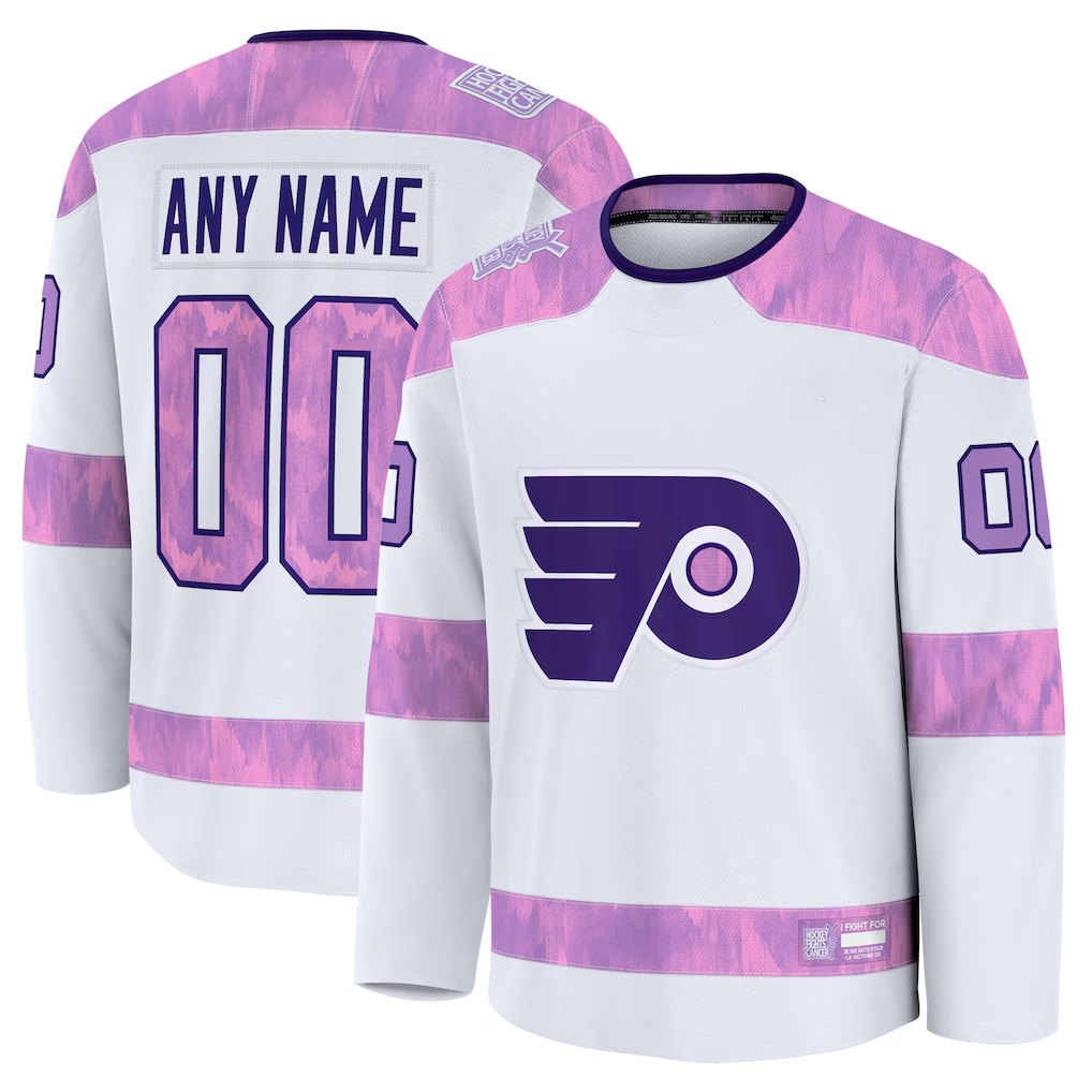 Moorv Custom P.Flyers White 2024 Hockey Fights Cancer Practice Jerseys