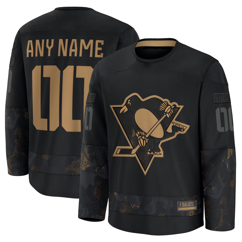 Moorv Custom P.Penguins Black 2024 Military Appreciation Jerseys