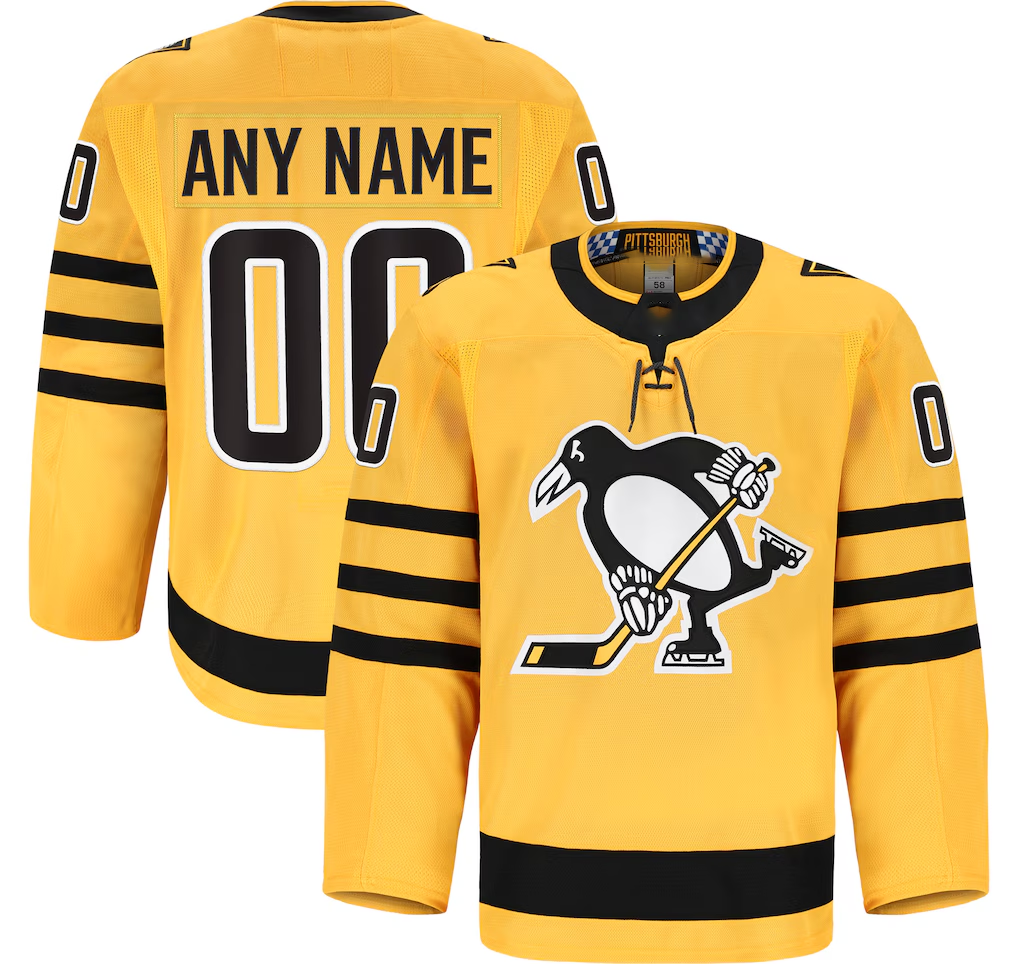 Moorv Custom P.Penguins Gold Alternate Authentic Pro Jerseys